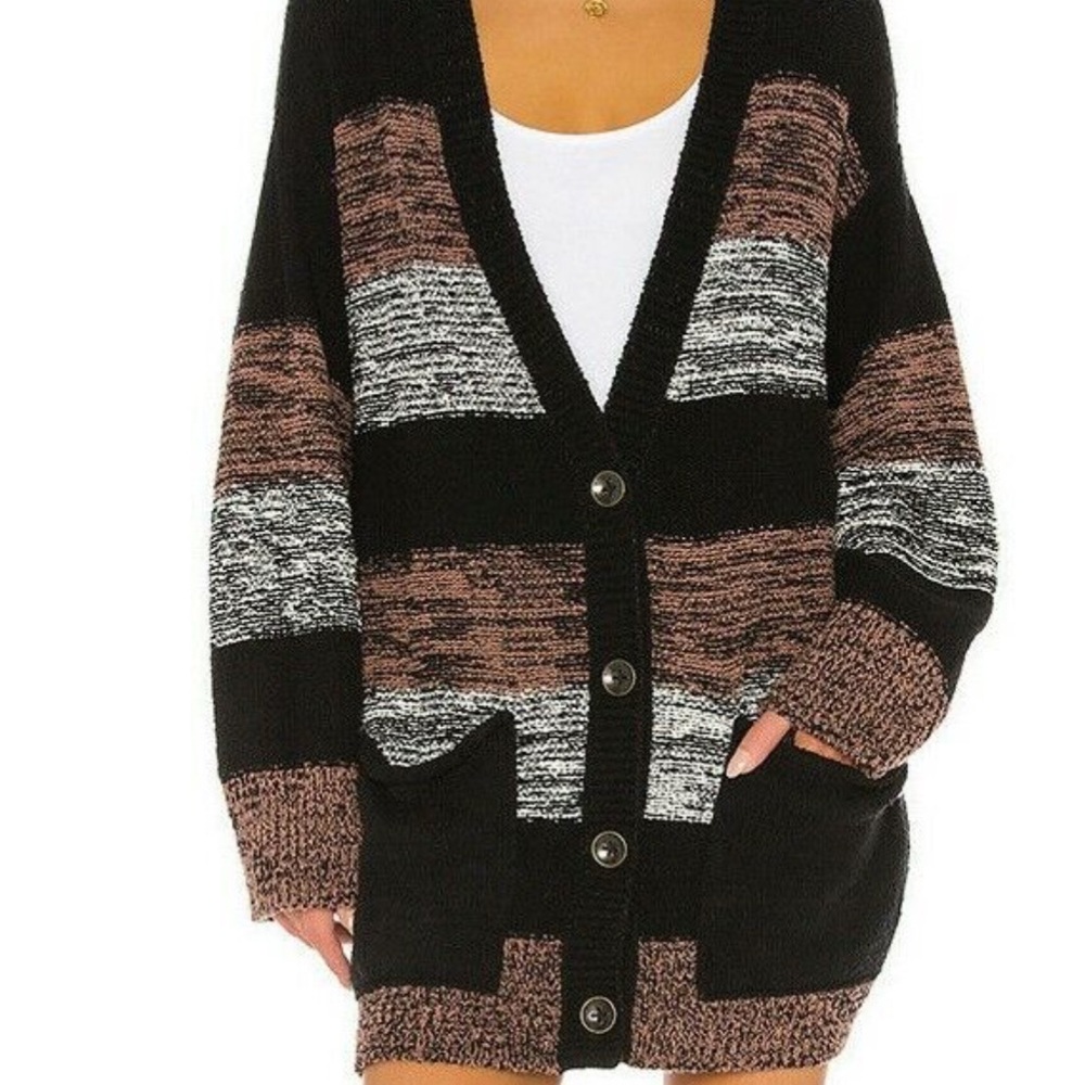 FREE PEOPLE SOUTHPORT OVERSIZED BEACH STRIPED CARDIGAN HELSINKI | XS